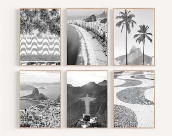 Rio de Janeiro Print Set: Black and White Brazil Wall Art (Digital Download)