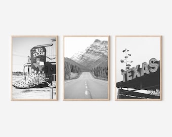Texas Black and White Photography Print Set: Southwestern Travel Art (Digital Download)