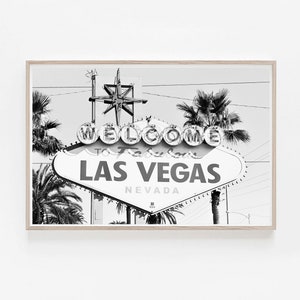 Impresión de Las Vegas en blanco y negro, Arte mural de Las Vegas, Letrero de bienvenida a Las Vegas, Pósters de Las Vegas, Impresión de viaje a Las Vegas, Impresión de Nevada