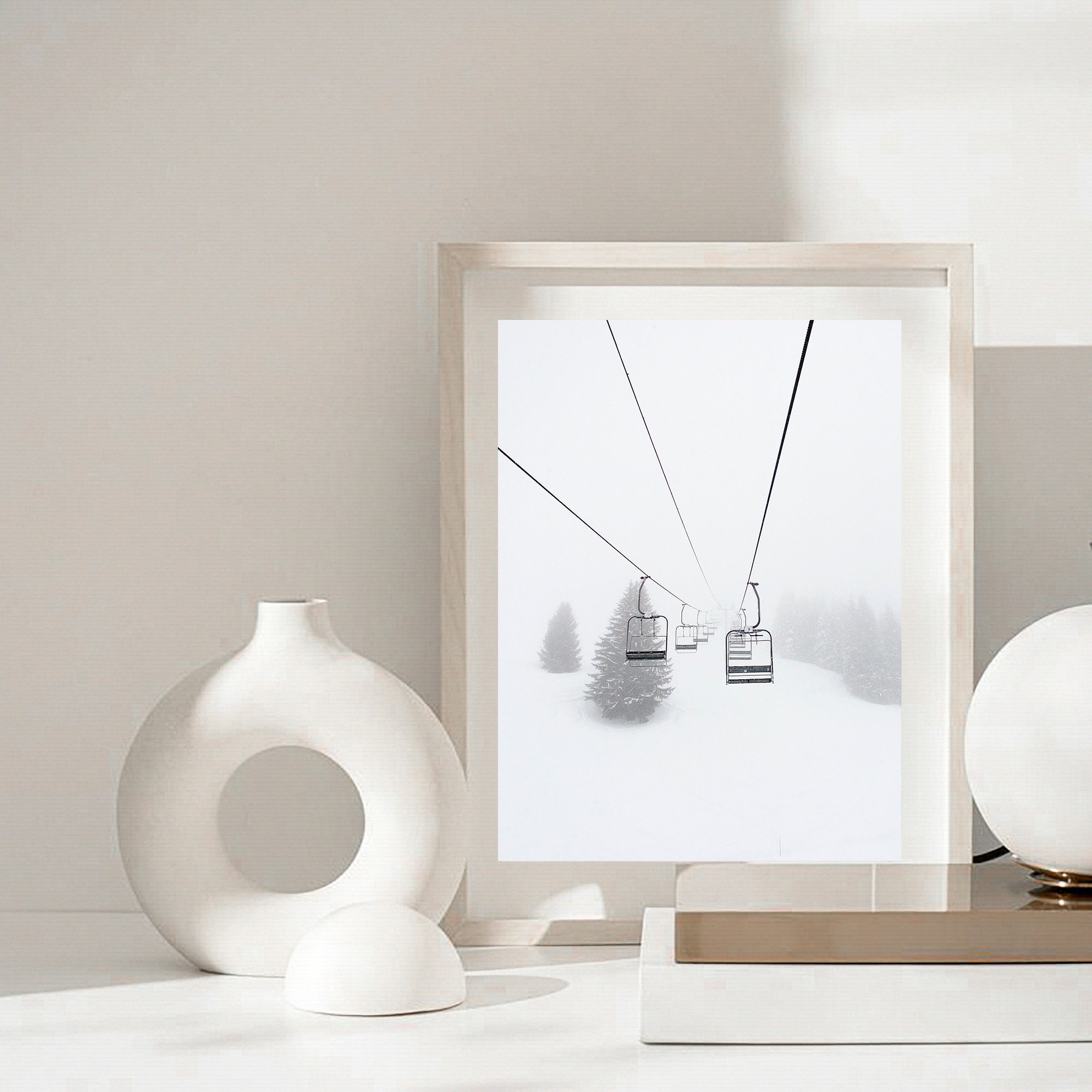 Ski Lift Print, Winter Print, Black and White Prints, Ski Poster