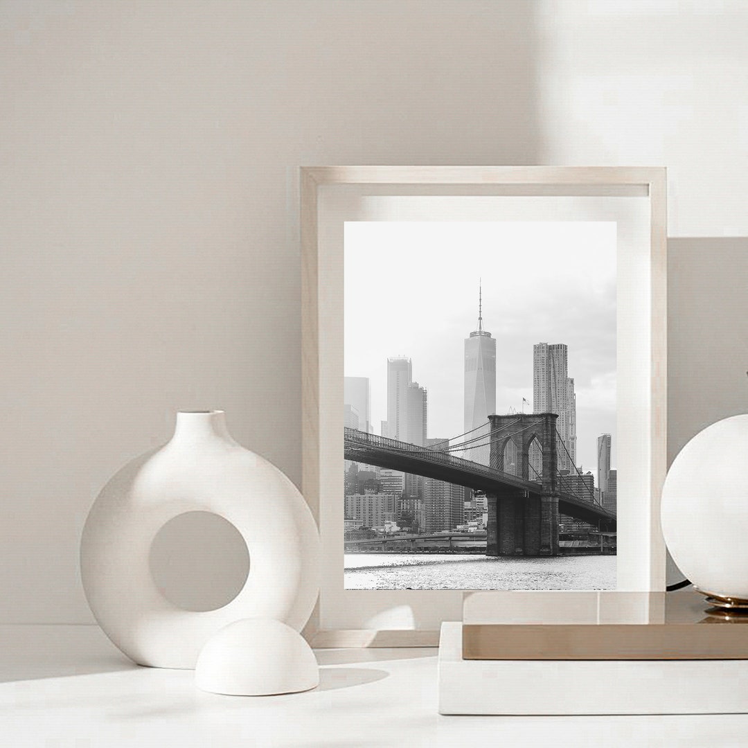 Black and White Brooklyn Bridge Print: NYC Manhattan Wall Art (digital ...