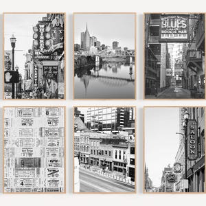 Nashville Print Black and White Nashville Wall Art Nashville Poster Nashville Tennessee Print Tennessee Art Poster Nashville Set of 6 Prints