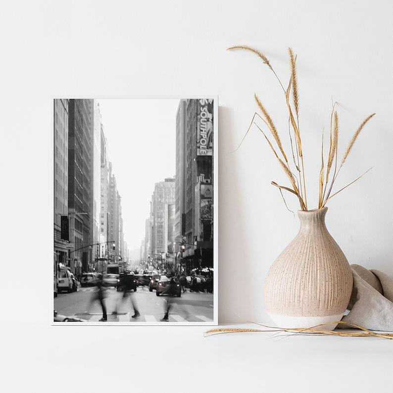 Black and White New York City Skyline Print: Manhattan Wall Art ...