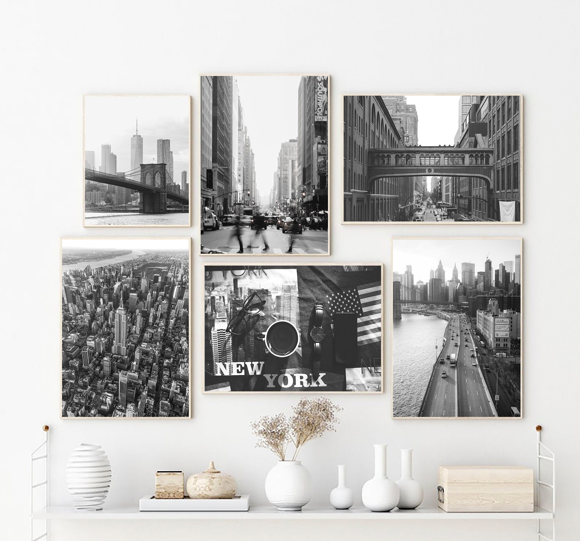 New York City Print Black and White Set of 6 New York City - Etsy