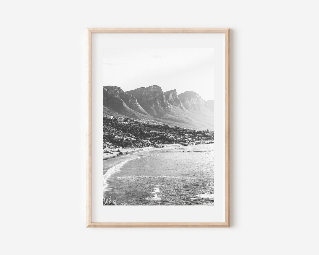 Cape Town Print Black and White, Cape Town Wall Art, Cape Town South