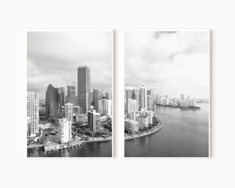 Miami Beach Print Black and White, Miami Beach Wall Art, Miami Poster