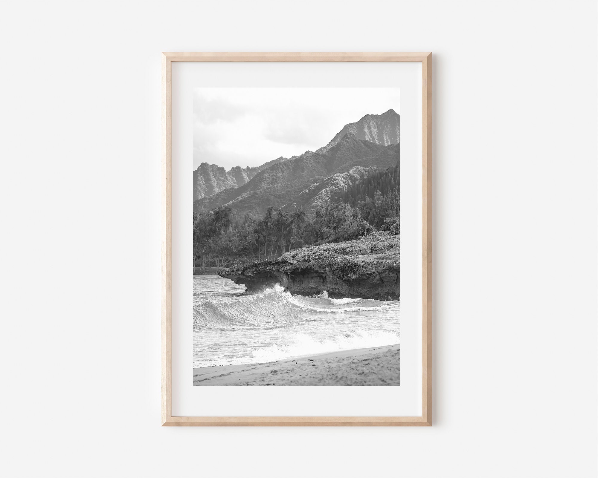 Hawaii Black and White Print Set: Beach Palm Tree Wall Art (digital ...