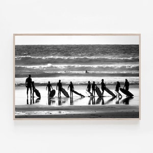 Surf Poster Schwarz weiß Surfen Wand Kunst Meereswelle Print Surf Print Strand Print Surfbrett Wandkunst Küstenleben Poster Strand Haus Dekor