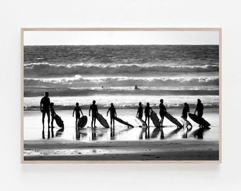 Black and White Surf Poster: Ocean Wave Beach Print (Digital Download)