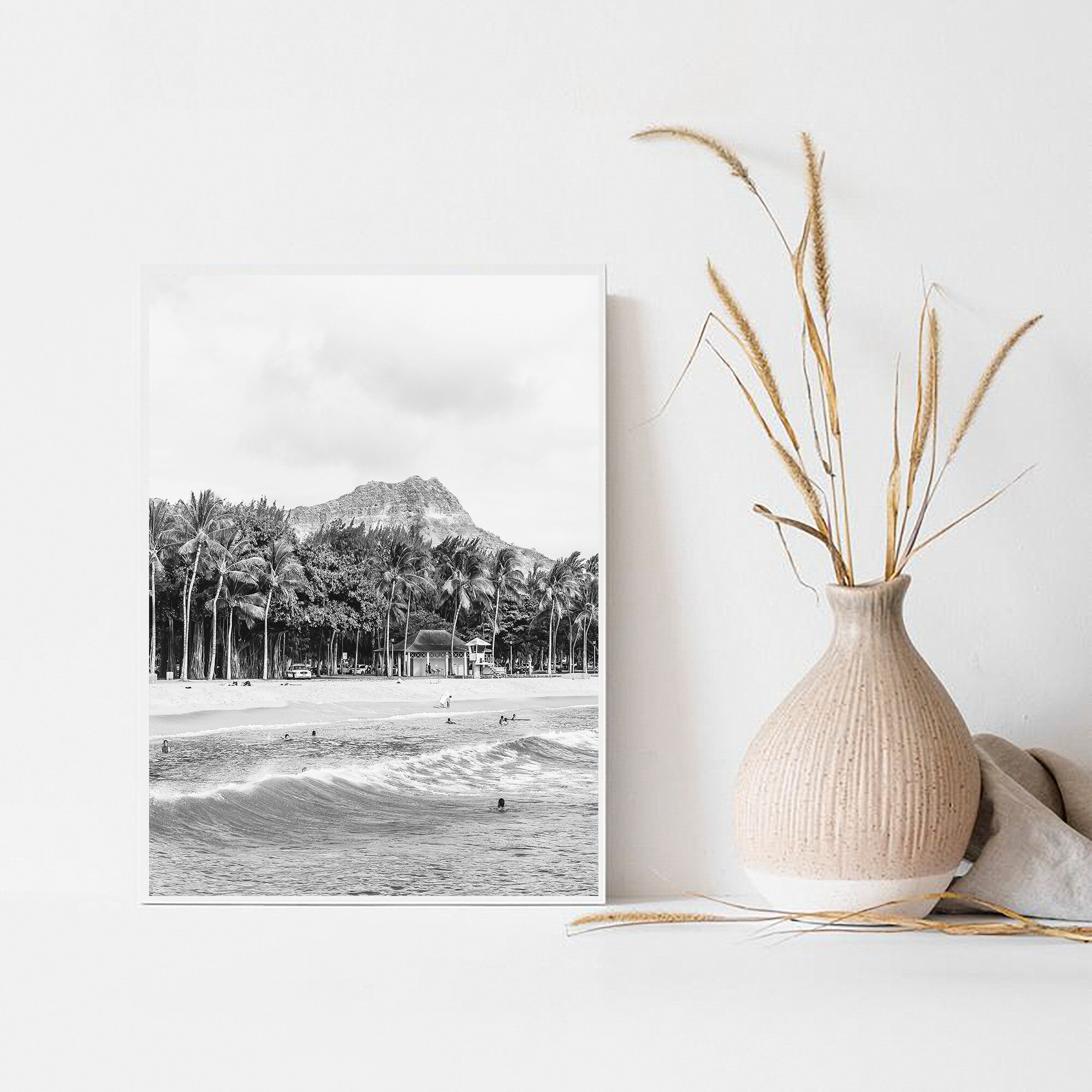 Hawaii Print Black and White, Oahu Wall Art, Oahu Print Black and White ...