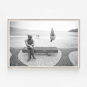 Impresión en blanco y negro de Río de Janeiro, impresión de Brasil, impresión de Copacabana, arte mural de Brasil, playa de Copacabana, arte imprimible de Río de Janeiro