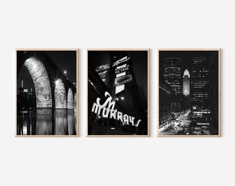 Minneapolis Black and White Photo Prints: Stone Arch Bridge, Minnesota (Digital Download)