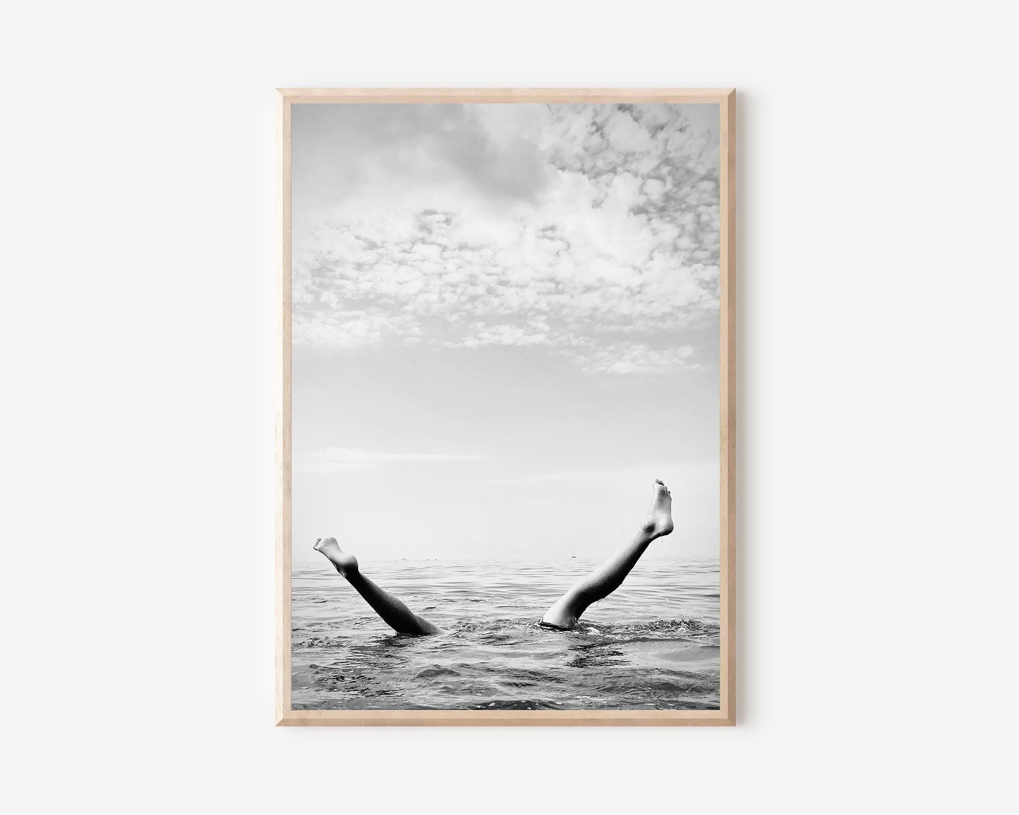 Woman Swimming Print Black and White Аrt Feminist Poster Women Print Ocean Print Retro Girls Bedroom Decor Beach Print Summer Swim Poster