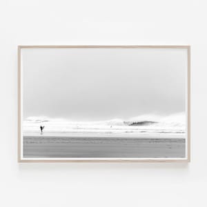 Ocean Print schwarz und weiß, Surf Poster, Küsten druckbare Kunst, horizontale Wandkunst, Surfer Poster, Strand Kunstdruck, Surfbrett Wand Kunst Dekor