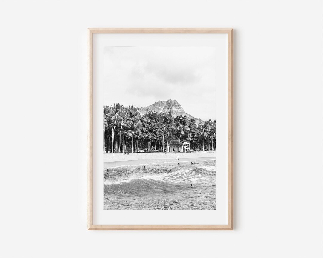 Hawaii Print Black and White, Oahu Wall Art, Oahu Print Black and White