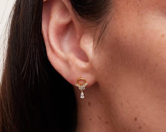 Pendientes Colgantes en Plata 925 Bañada en Oro 18k – Pendientes delicados – Pendientes finos bañados en oro – Douceness