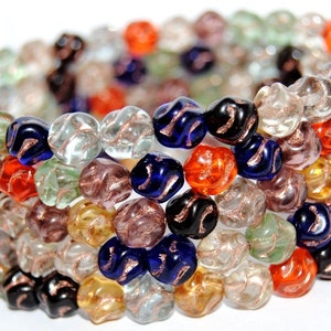 Twisted Round Pressed Glass Beads, 8 mm, Czech Crystal Glass Beads