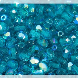 Perlas de vidrio checo prensadas, facetadas y pulidas al fuego, de 4 mm, en diferentes colores