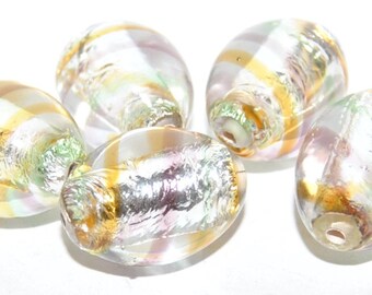 Oval Lampwork Glass Handmade beads, 16 x 14 mm, Czech Crystal Glass Beads