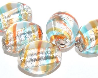 Oval Lampwork Glass Handmade beads, 16 x 14 mm, Czech Crystal Glass Beads