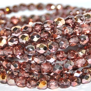Fire Polished Faceted Glass Beads Round, 4 mm