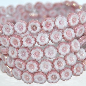 Table Cut round beads Hawaii flowers, 8 mm