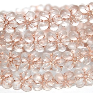 100 Stück Blumen Pressglasperlen 14 x 12 mm, Glas, Tschechien