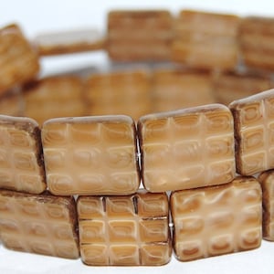 Table Cut Rectangle beads with Grating, 15 x 13 mm