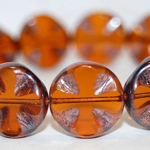 Table Cut round beads with cross, 14 mm