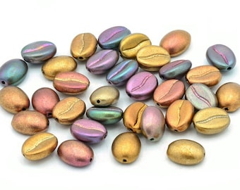 Coffee Bean Beads, 11 x 8 mm, Czech Glass Beads
