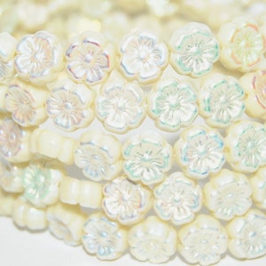 Hawaii Flower Pressed Glass Beads, 8 mm, Czech Crystal Glass Beads