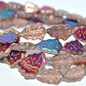 Christmas Tree Decorated Pressed Glass Beads, 18 x 12 mm, Czech Crystal Glass Beads