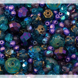 Mix of Czech Faceted Fire Polished Beads