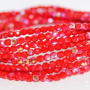 Fire Polished round faceted Beads, 3 mm