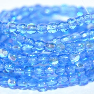 Fire Polished Faceted Glass Beads Round, 3 mm