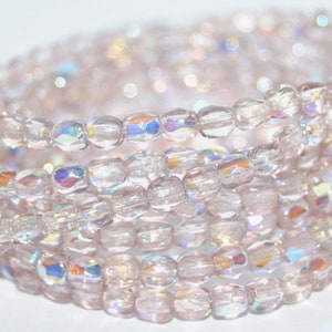Fire Polished Faceted Glass Beads Round, 3 mm