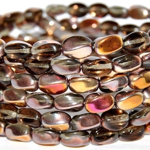 Twisted Oval Pressed Glass Beads, 9 x 7 mm, Czech Crystal Glass Beads