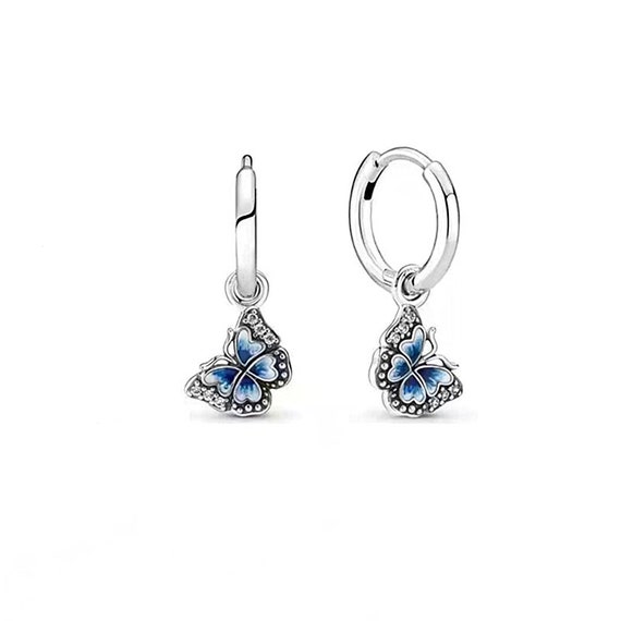 2pcs Minimalist Purple & Blue Butterfly Stud Earrings | SHEIN USA