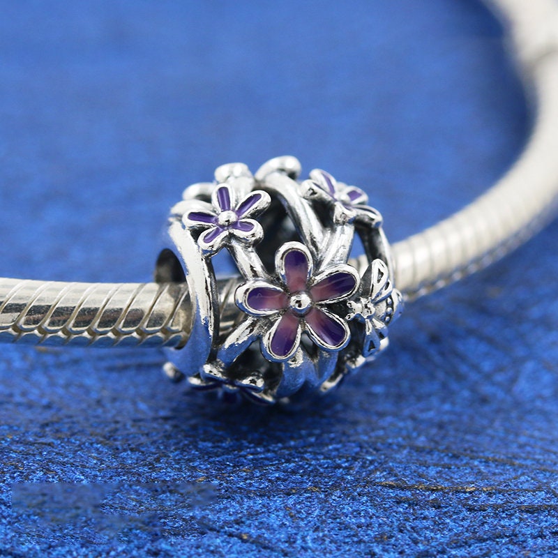 Pandora Openwork Purple Daisy Sterling Silver Bead Charm Etsy