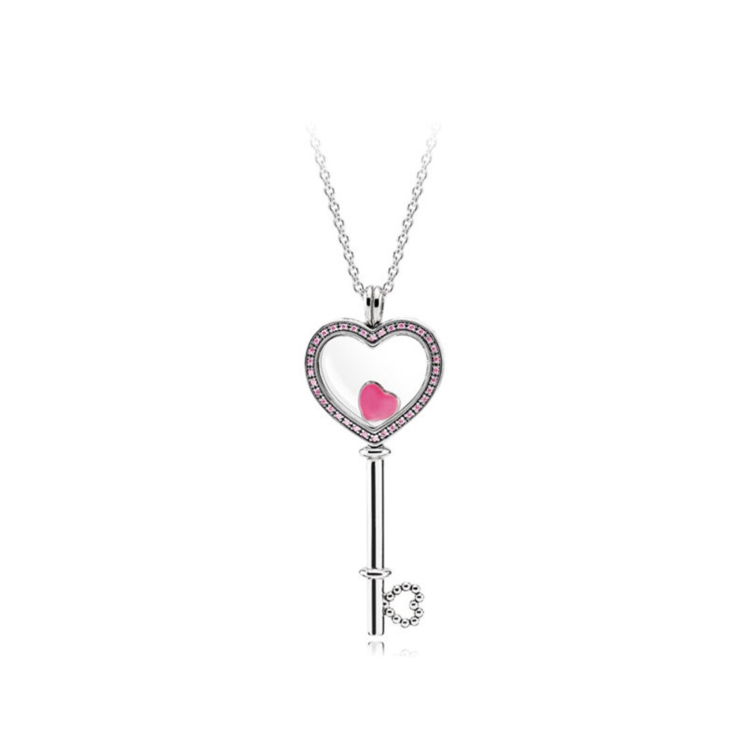 New Genuine Pandora Floating Locket Heart Key Necklace Etsy