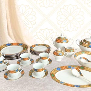 35-Piece Tebab Dinner Set – Traditional Eritrean/Ethiopian Ceramic Dinnerware