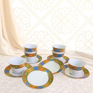 12-Pieces Tebab Coffee Cup Set | Traditonal Eritrean/Ethiopian Ceremony Collection