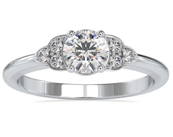 Lab Grown Diamond Round Ring, Lab Grown Diamond Jewelry, CVD Diamond Anniversary Ring, Lab Created Diamond Jewelry, F Color VS1 Clarity Ring