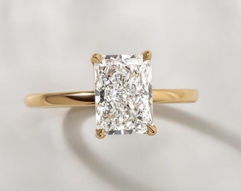 Radiant Diamond Ring , 10K 14K Gold Lab Grown Diamond Ring for Wedding and Engagement Ring or Band