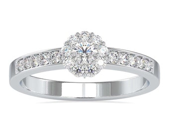 0.43 TCW Round Cut Lab Grown Diamond Ring, IGI Certified Engagement Ring, 14K White Gold Ring, Women Jewelry, F/VS1 Lab Created Jewelry