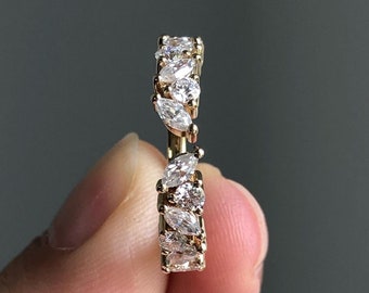 Lab Grown Diamond Engagement Ring, Round & Marquise Cut CVD Lab Grown Diamond Eternity Band Ring Eco-Friendly Diamond Wedding Band For Women