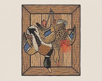 PNG de caza de patos: Caja de madera con patos silvestres colgando, camiseta de cazador de aves acuáticas, regalo de temporada de caza de patos (descarga digital)