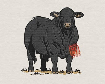 Black Angus Bull PNG, Cattle Ranch Shirt Design, Western Farm Animal Gift, Country Farmer Rancher Digital Download File for Men