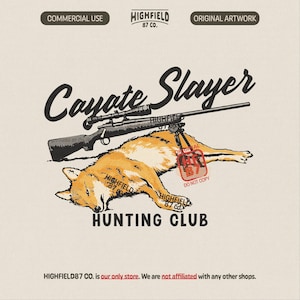 Koyote Jagd PNG: Predator Hunter Rifle Design, Koyote Slayer Jagdverein Shirt Grafik Digital Download