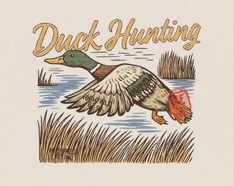 Duck Hunting PNG, Vintage Mallard Flying Duck Shirt Design, Waterfowl Hunter Gift, Outdoor Apparel Digital Download